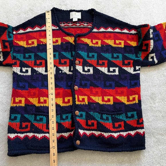 EXPRESS TRICOT HAND KNITTED 100% LAMBS WOOL VINTAGE SWEATER GEOMETRIC STYLISH - Picture 6 of 7
